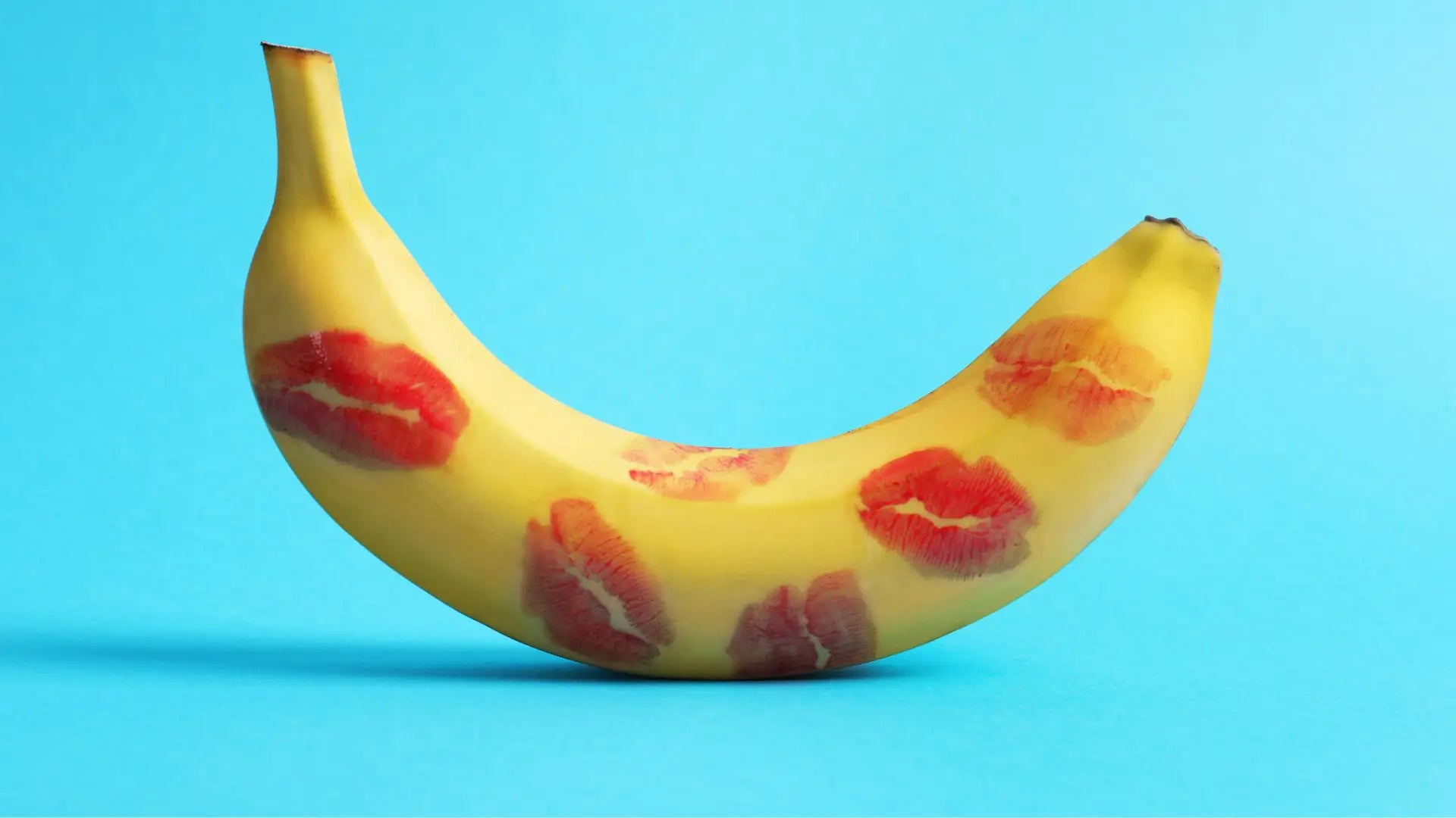 Banana with lipstick marks indicating a sexual nature.