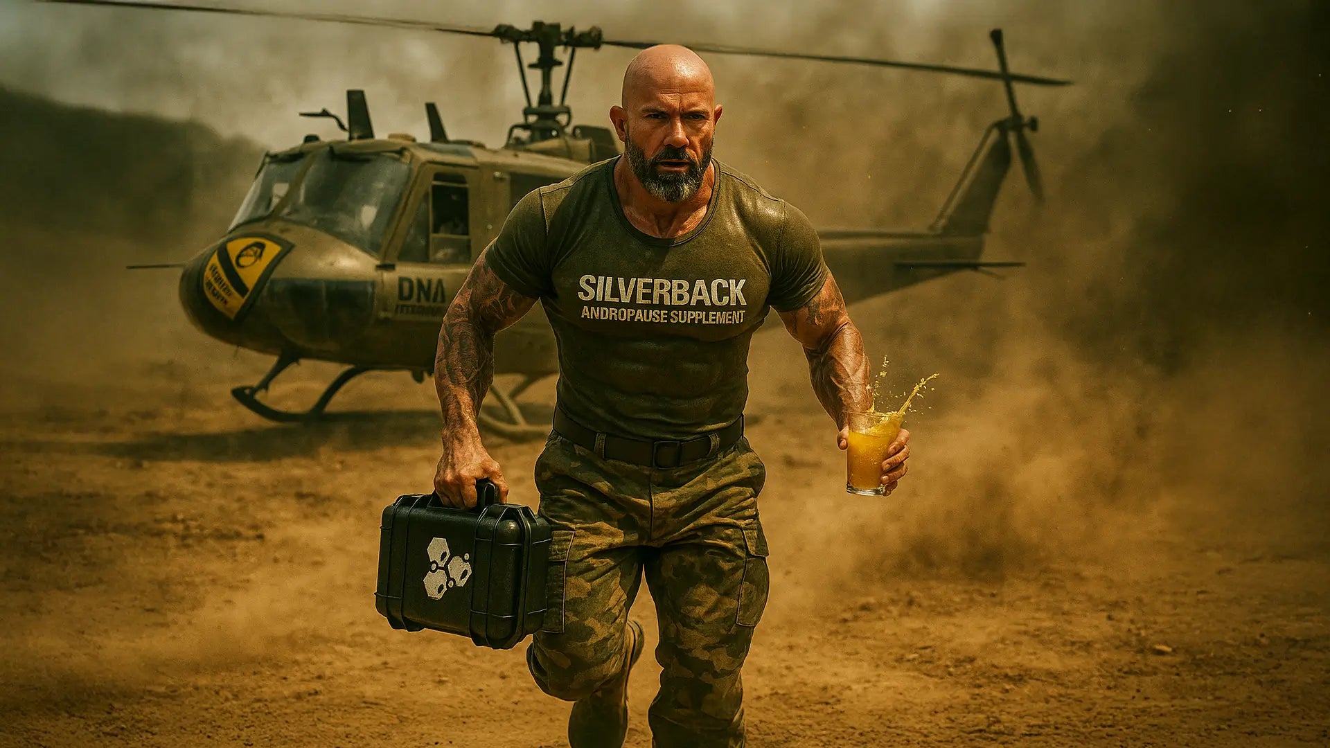 Confident man over 40 overcoming andropause with natural testosterone support from Silverback.