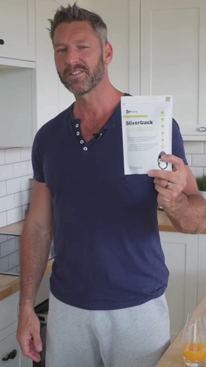 Load video: Customer testimonial image showing Luke D, age 47, Silverback user for 16 months, with five-star Reviews.io rating, sharing positive results from a natural testosterone supplement.